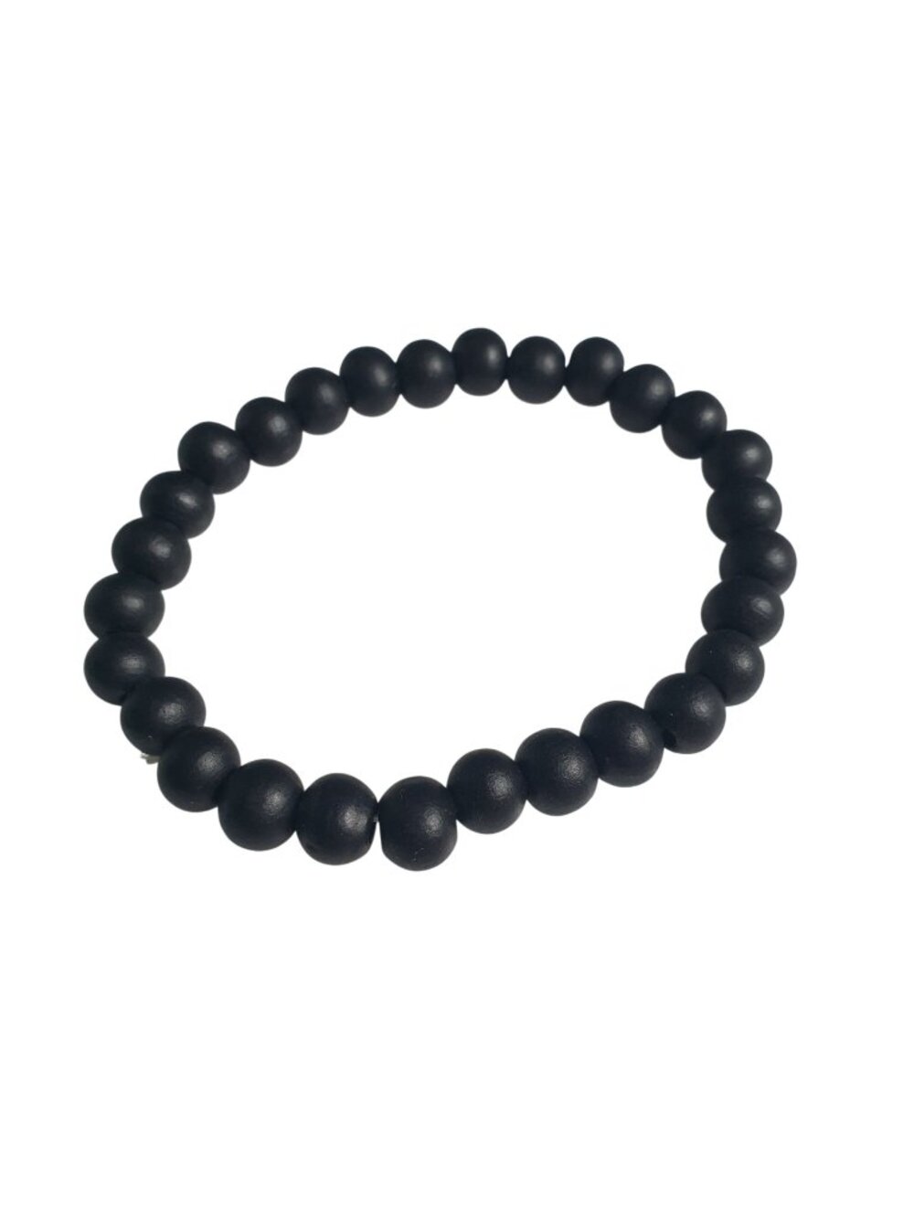 Black Beaded Stretch Bracelet Elastic  Jewelry Natural Stackable Lightweight Men